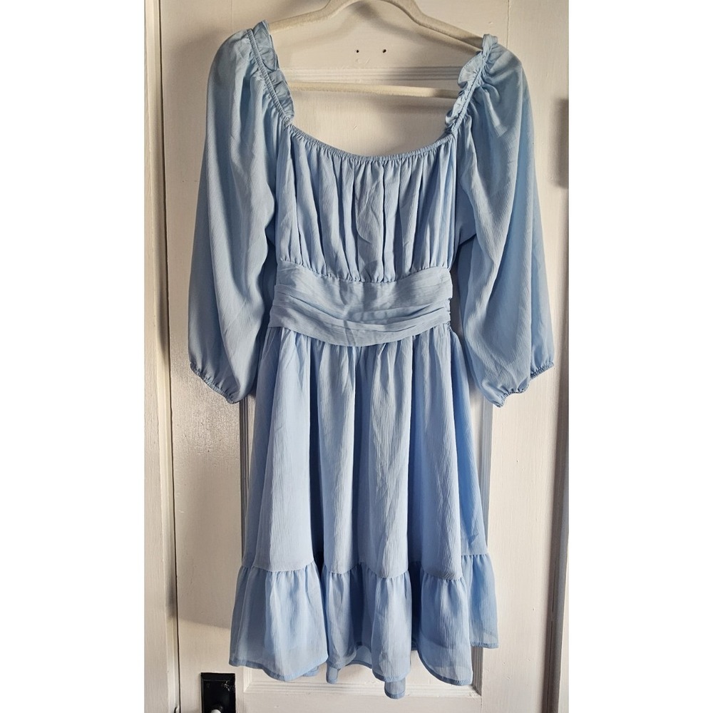 Phortric womens S tie back square shoulder ruffle mini dress  smocked back